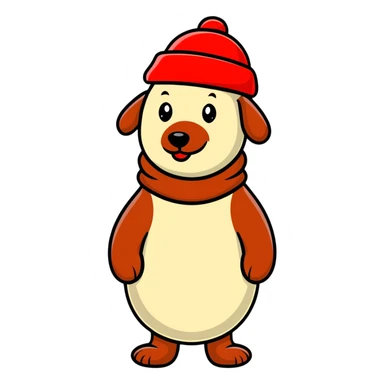cartoon sausage wearing Soviet ushanka hat with red star sticker