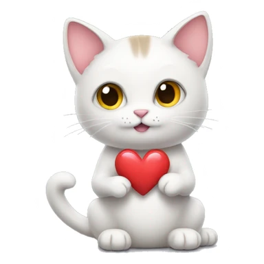 Cat holding a love heart sticker