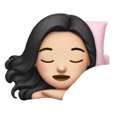 Pale girl with black hair and pink pyjamas sleeping sticker