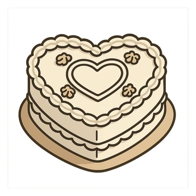flat toon white heart-shaped vintage cake sticker