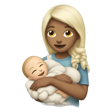 little white girl with baby son plushy sticker