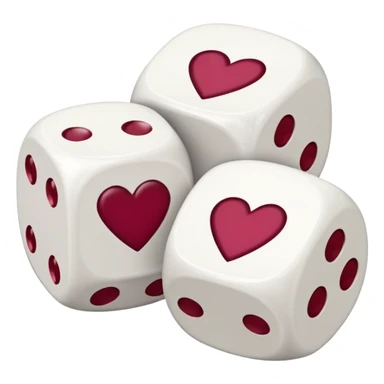 two dices in with burgundy heart details sticker
