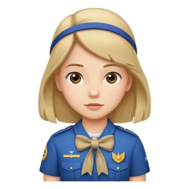 scout girl with bow on straight hair sticker