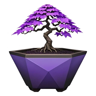  small short black bonsai pot plant purple shingu maple with triangular angular faceted asymmetrical originally shaped body  sticker
