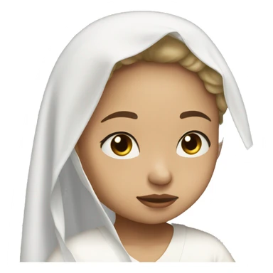 Light skin girl praying with eyes closed and lace white veil  sticker