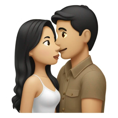 tan skin LAO man with brown eye black hair light fair skin woman kissing  sticker