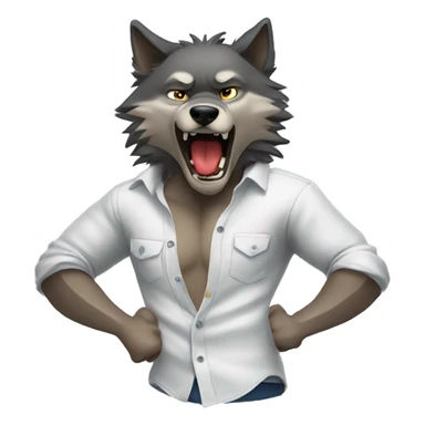wolf tearing his shirt apart sticker
