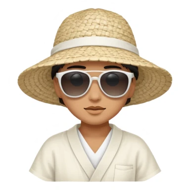 beach clothes folded, beach hat and glasses sticker
