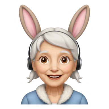 old woman with bunny ears sticker