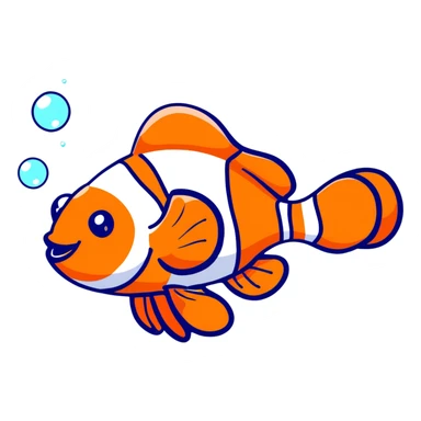 happy clownfish with bubbles sticker