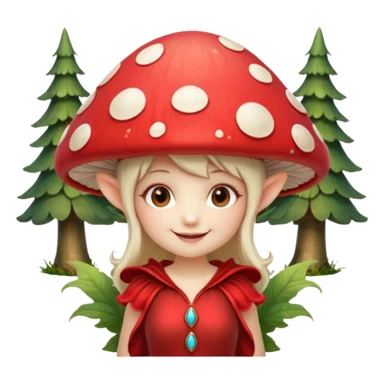 mushroom fairy portrait, head and shoulders only, wearing a large mushroom cap hat, tiny glowing wings visible behind shoulders, cute magical smile, forest fantasy vibe, 3D cartoon, mobile game icon style, clean background, no text, no watermark

 sticker