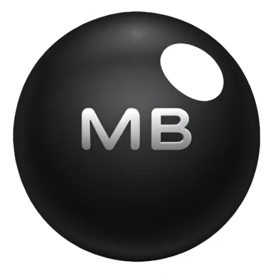 Black Ball with MB written on it sticker