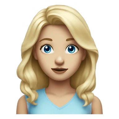 blonde girl portrait with blue eyes looking forward sticker