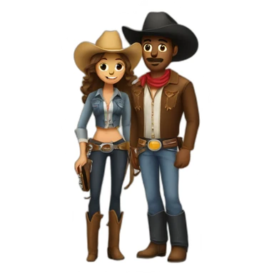 Cowboy and cowgirl making music sticker