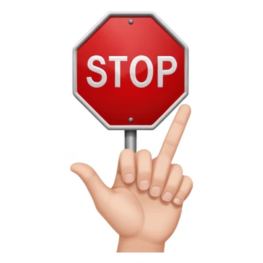 a hand saing no to something, witth a stop singh sticker