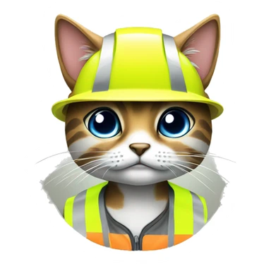 Construction Cat with high visibility vest and hard hat futuristic  sticker