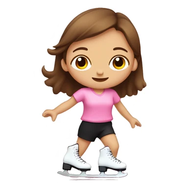 little girl with brown hair, pink shirt and black shorts SKATING in miniramp sticker