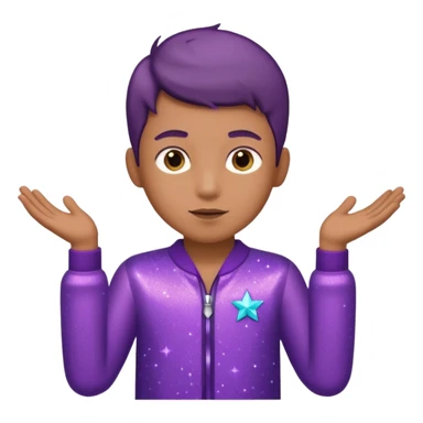 boy supervisor wearing glitter purple glittery clothes sticker