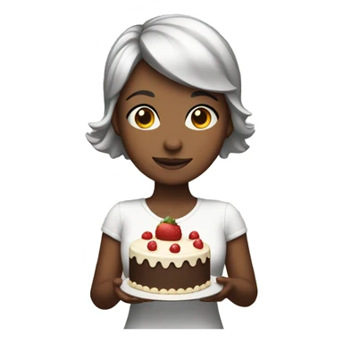 Short hair girl Holding a cake sticker