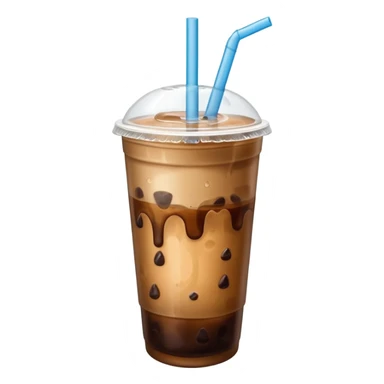  plastic cup of iced coffee with straw. sticker