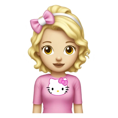 blonde hair girl, hello kitty costume, on oxygen cannular sticker