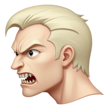young angry man in profile view with sharp fangs and intense expression sticker