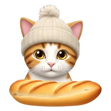 cat in a beanie with a baguette  sticker