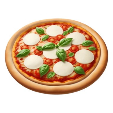 Cinematic Realistic Pizza Napoletana Dish Emoji, depicted as a classic thin‚Äêcrust pizza topped with vibrant tomato sauce, fresh mozzarella, and basil rendered with mouth‚Äêwatering textures and warm natural lighting. sticker