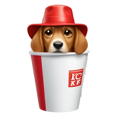 Dog with kfc bucket as a hat sticker