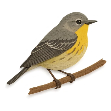 New World warbler sitting on a branch, delicate paper layers, realistic feather patterns, subtle color variations sticker