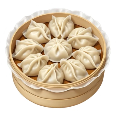 Steaming Chinese dumplings, jiaozi, simple emoji style sticker
