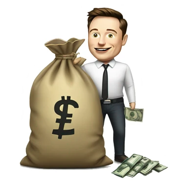 Elon musk with money bag sticker