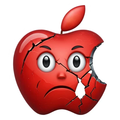 Sad Apple logo  with a cracked screen sticker