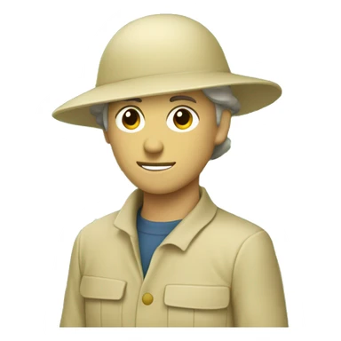 gardener pith helmet beige jacket trees sticker