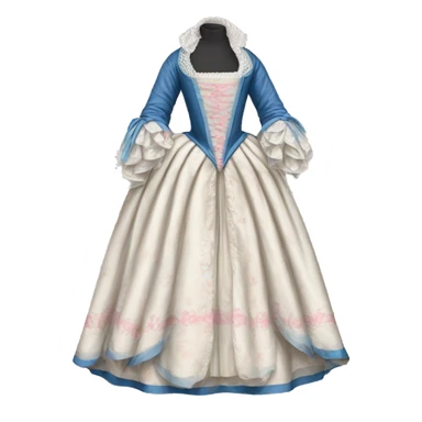 17th century gown with pink white and blue  sticker