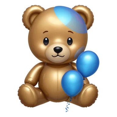 cute teddy bear, balloon style, shiny, inflated look sticker