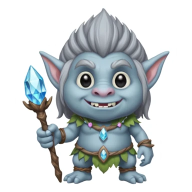 Gray troll holding crystal wand sticker