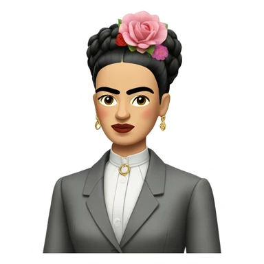 Frida kahlo gray suit slicked back hair sticker