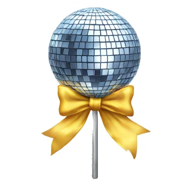 A disco ball with a bow on top sticker