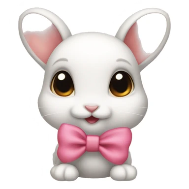 Baby bunny with coquette bow on ear sticker