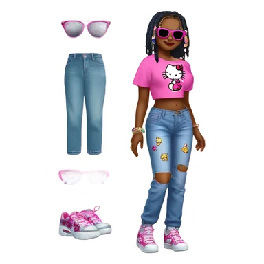 Hello kitty in y2k clothing sticker