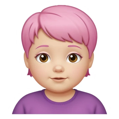 un nene blanco rellenito con pelo corto rosa,  con la sonrisa para abajo como edta ☹️ pero no enojado, la sonrisa caida las puntas para abajo como esta sonrisa ☹️ la sonrisa asi pero los OJOS mas felices, con las cejas color marron claritas no rosadas las cejas el nene asi esta perfecto sticker