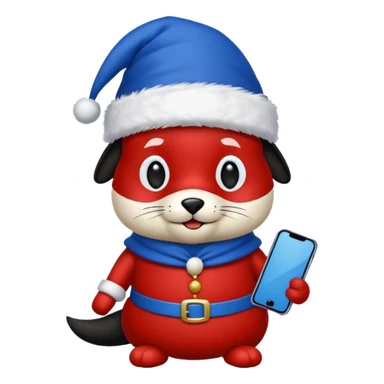 Zorro animal  con gorro de navida y ropa azul para una de repuesto de celular  sticker