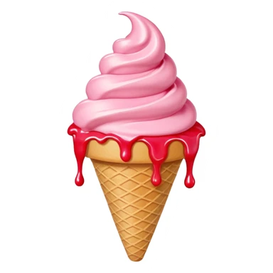 vanilla ice cream cone with strawberry sauces sticker