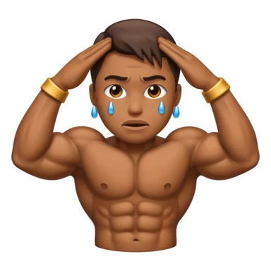 Crying emoji flexing muscles sticker
