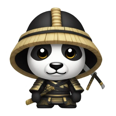 A black skined male samurai with a big panda head sticker