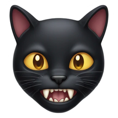 black cat with fangs sticker