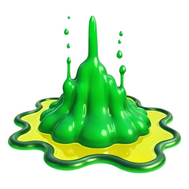 3D render of Green Ooze Puddle, toxic waste aesthetic, neon green bubbling liquid, caution yellow metal, industrial warning texture, . sticker