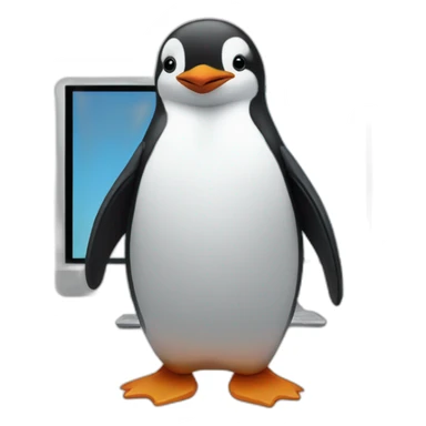 kawaï penguin on a computer screen sticker