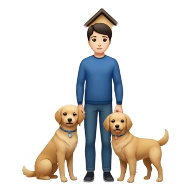 Девушка с тёмными короткими волосами стоит на фоне большого дома рядом с ней мужчина со светлыми волосами обнимаются рядом собака sticker